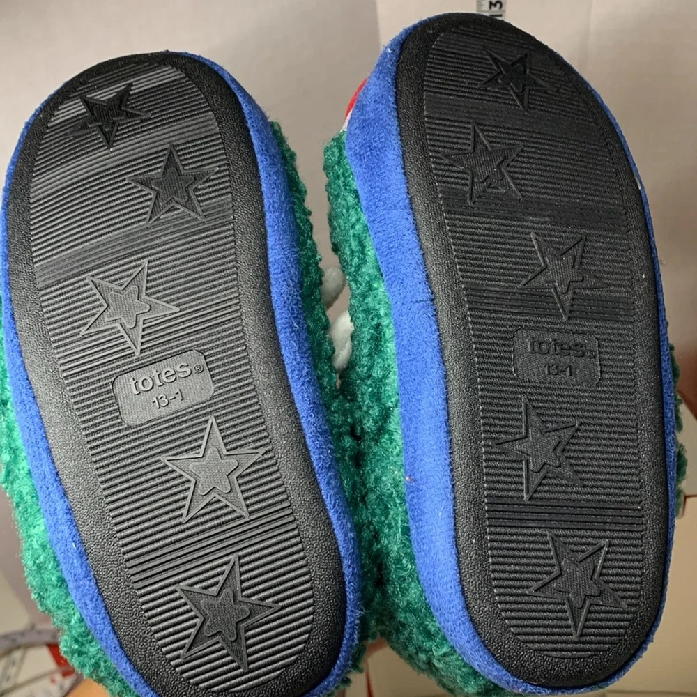 Totes Toasties KIDS Fuzzy Slippers Dino Dinosaurs Size Medium  13-1